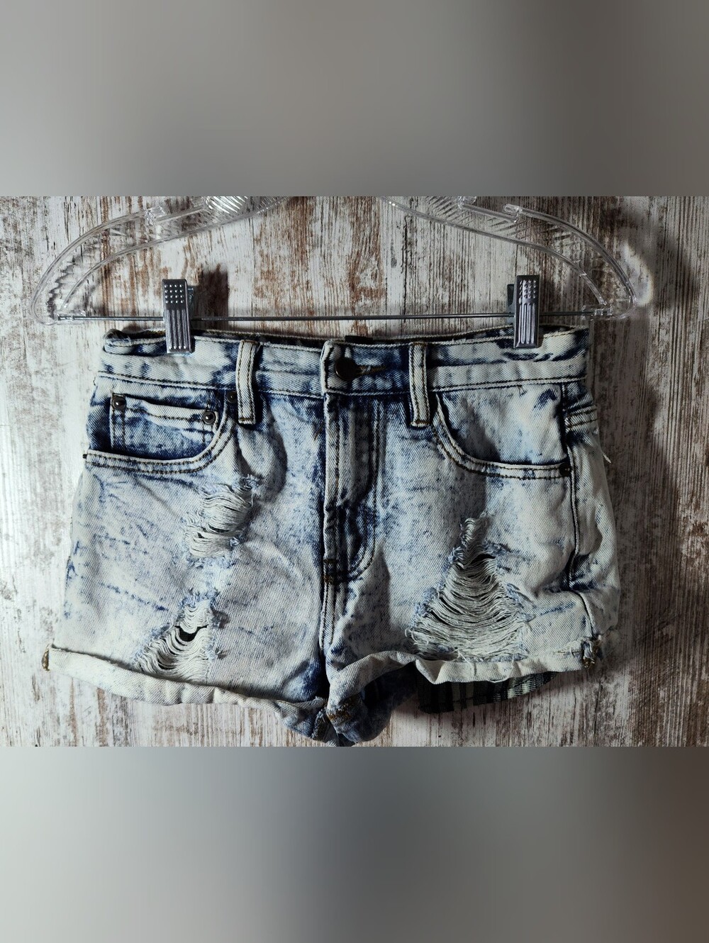 Forever 21 Light Blue Acid-Wash Distressed Jean Shorts